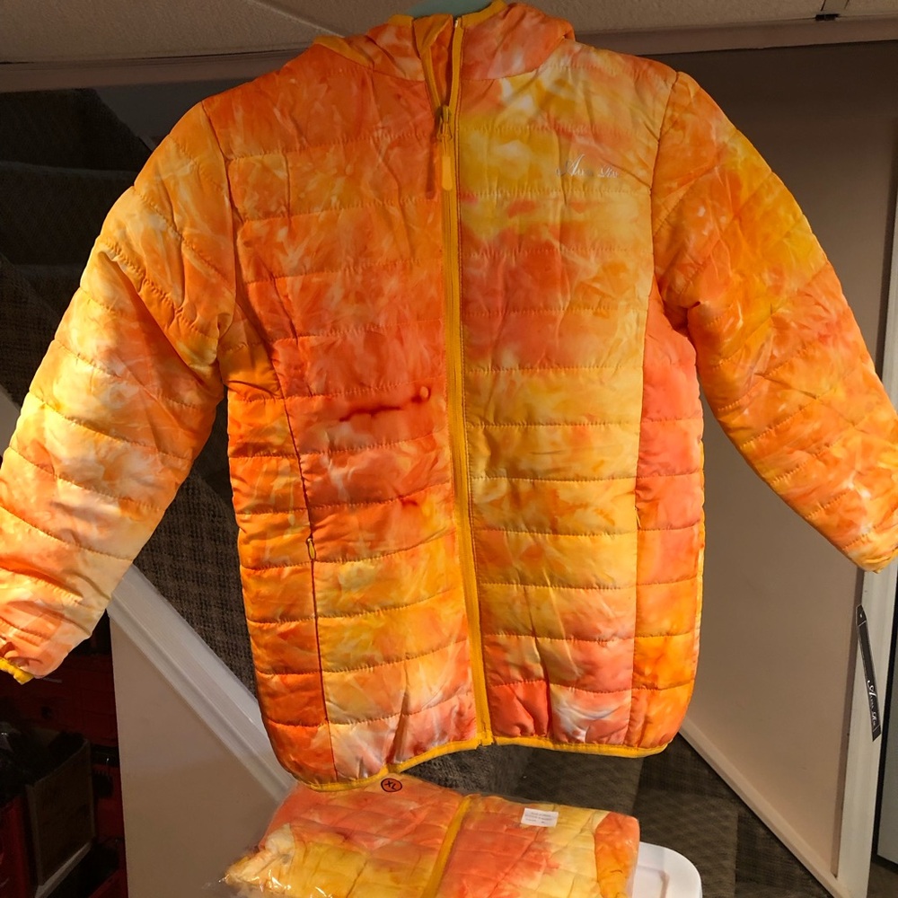 Alexa Rae Orange/Yellow Tie-Dye Puffer Jacket
